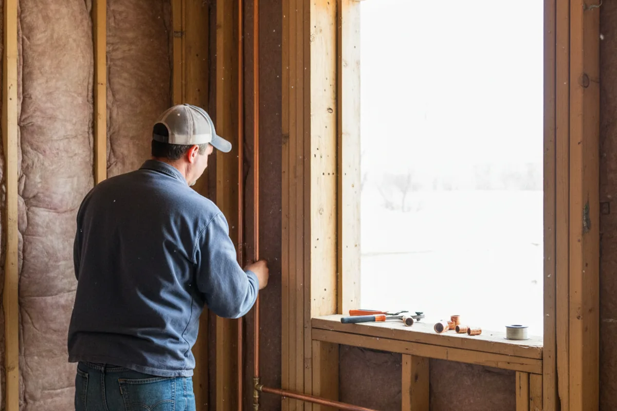 Licensed plumber running new copper supply lines in a Floyd home